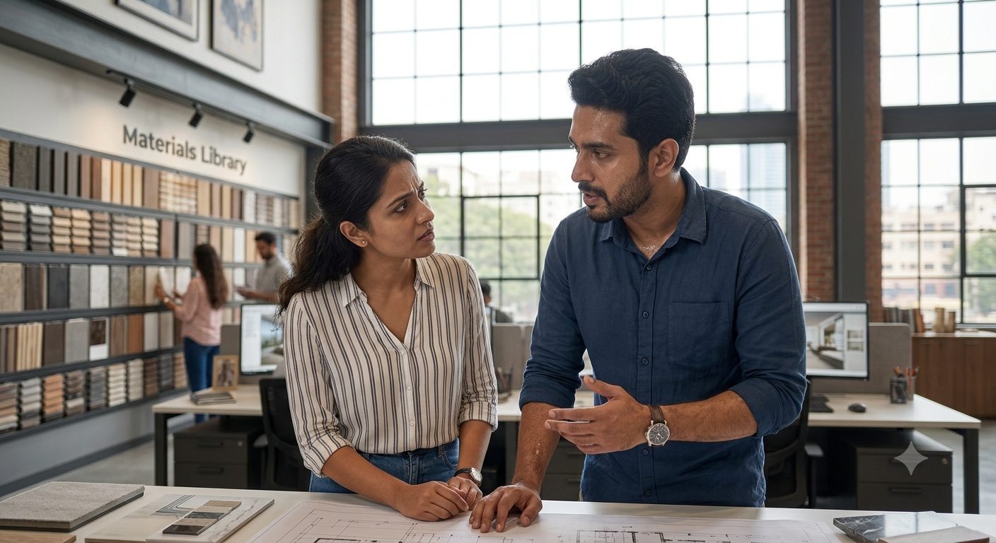 Homeowner comparing quotes while choosing an interior designer in Hyderabad